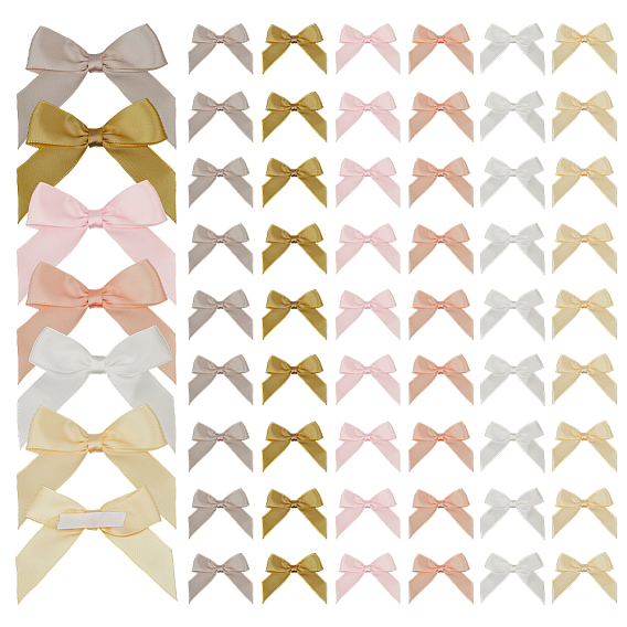 60шт. 6цвета самоклеящиеся полиэстеровые бантики для подарочных коробок и упаковочных украшений