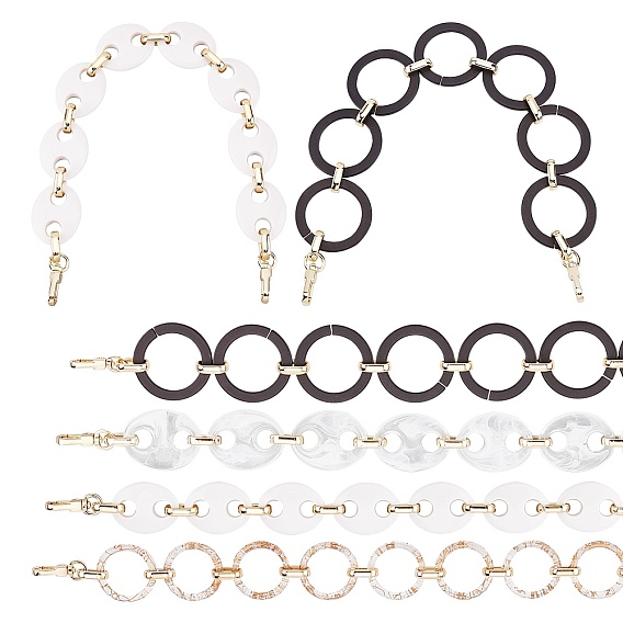 Bag Handles, with CCB Plastic Linking Rings, Acrylic Linking Rings and Alloy Swivel Clasps, for Bag Straps Replacement Accessories