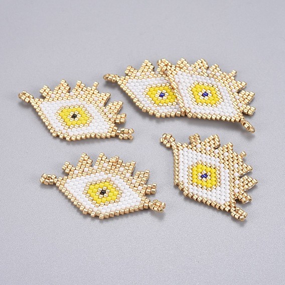 Handmade Japanese Seed Beads Links, with Japan Import Thread, Loom Pattern, Eye