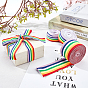 Fingerinspire Stripe Double Face Rainbow Ribbon, Polyester Grosgrain Ribbon, for Crafts, DIY Sewing Accessories, Gift Boxes Wrapping, with Cardboard Display Cards