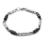 304 Stainless Steel Link Chain Bracelet, Stainless Steel Color & Black