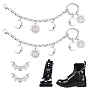 4 шт 2 стили сплав обувь подвески, Вс & луна, с карабинами из сплава и пружинными кольцами