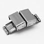 Rectangle 201 Stainless Steel Watch Band Clasps, 34x15x8mm, Hole: 3x14mm