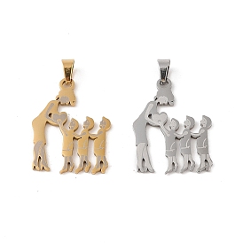 Mother's Day Ion Plating(IP) 304 Stainless Steel Pendants, Laser Cut, Mother and Child Charm