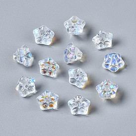 Des billes de verre transparentes, de couleur plaquée ab , fleur