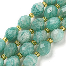 Natural Amazonite Beads Strands, Faceted, Oval, with Seed Beads