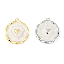 Латунь эмаль подвески, плоский круглый с подвеской в виде сердца