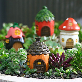 Décorations d'affichage de figurines de maison en résine, décoration de jardin micro paysager
