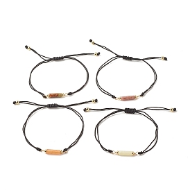 Регулируемые браслеты из бисера из натурального нефрита для женщин, с латунной фурнитурой 