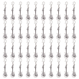 40 шт. подвесные украшения из сплава гитар, Сплав с застежками когтя омара