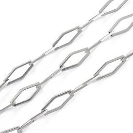Handmade 304 Stainless Steel Link Chains, Rhombus Chains, Unwelded, with Spool