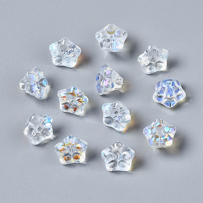 Des billes de verre transparentes, de couleur plaquée ab , fleur