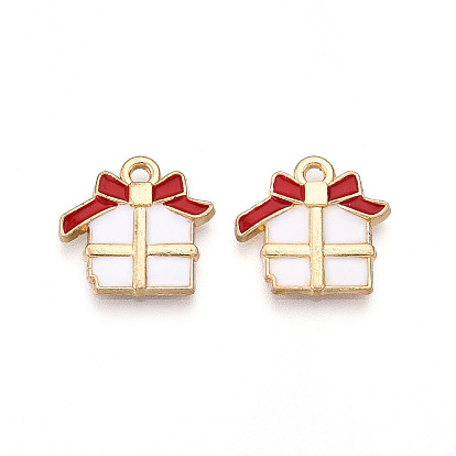 Подвески из эмали и сплава, без кадмия, без никеля и без свинца, золотой свет, рождественская подарочная коробка с подвеской, стойки покрытие