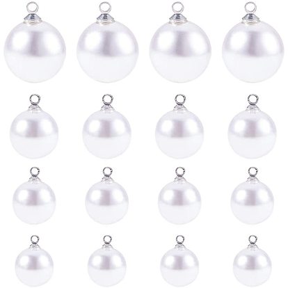 Подвески из искусственного жемчуга, со сплавочной фурнитурой, круглые