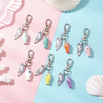 Подвески из сплава с эмалью, с фарфоровыми подвесками и застежками из сплава, сом