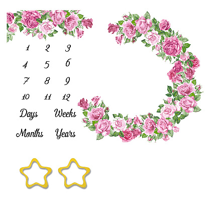 Детское одеяло из полиэстера с ежемесячной вехой для мальчика и девочки, Одеяло для фотосъемки ребенка, фон для фотосъемки, реквизит, декор