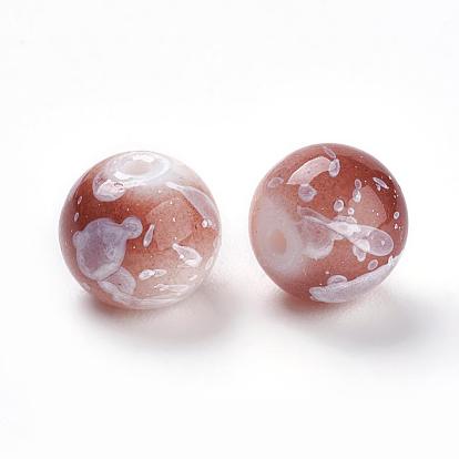 Spray Painted Resin Beads, Round, Dyed