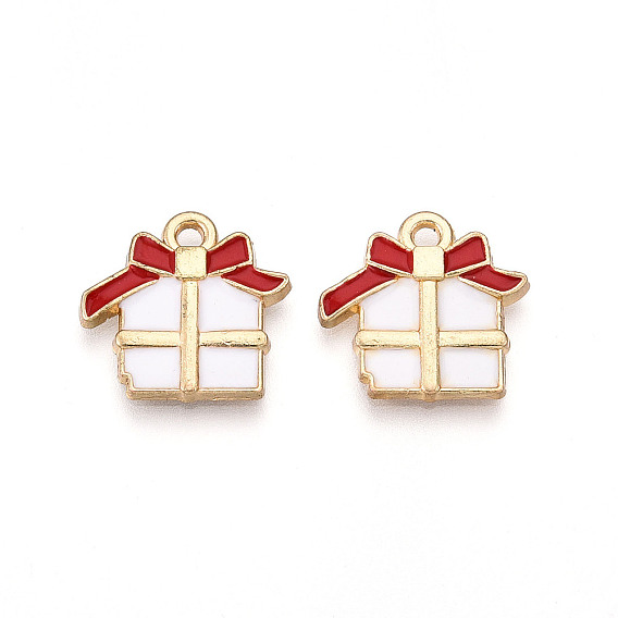 Подвески из эмали и сплава, без кадмия, без никеля и без свинца, золотой свет, рождественская подарочная коробка с подвеской, стойки покрытие