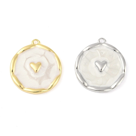 Латунь эмаль подвески, плоский круглый с подвеской в виде сердца