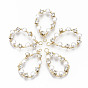 Brass Micro Pave Cubic Zirconia Pendants, with ABS Plastic Imitation Pearl Beads, Nickel Free, Teardrop, Real 18K Gold Plated