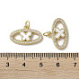 Brass Micro Pave Cubic Zirconia Charms, with Shell, Oval with Butterfly