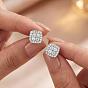 925 Sterling Silver Pave Moissanite Stud Earrings for Women, Square