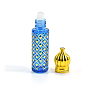 Arabian Style Glass Empty Roller Ball Bottle with Plastic Lid, Building with Heart Pattern