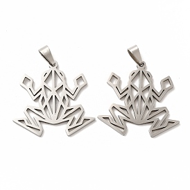 201 Stainless Steel Origami Pendants, Frog Outline Charms