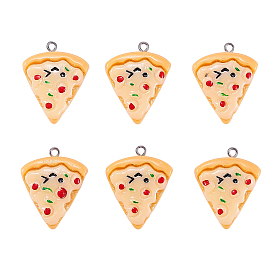 30кулон из смолы, с платиновыми тоновыми железными петлями, имитация еды, пицца