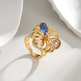 304 женские кольца из нержавеющей стали с микропаве из кубических цирконий, цветок