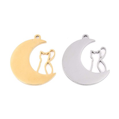 304 подвески из нержавеющей стали, луна с кошачьим шармом