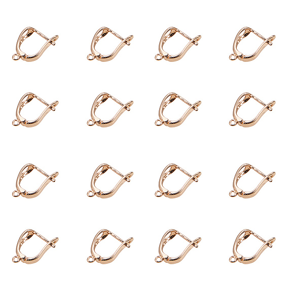 Латунные серьги-кольца с застежкой сзади, 17x13 мм, штифты : 1.5 мм