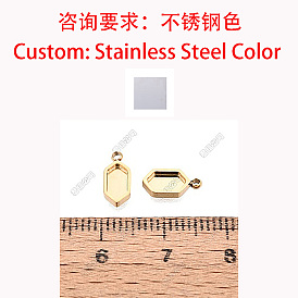 304 Stainless Steel Pendant Cabochon Component, Hexagon