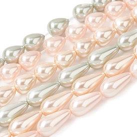 Нити бусин из гальванизированного непрозрачного стекла, имитирующие жемчуг, слеза