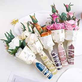 Ramo de flores artificiales de plástico hecho a mano, con piedra preciosa prisma hexagonal, para decoración de fiesta de boda diy