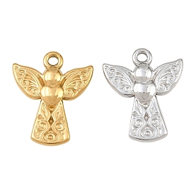 304 Stainless Steel Pendants, Angel with Heart Charms