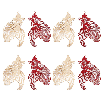 16 шт. 2 цвета латунные подвески, гравированные металлические украшения, золотая рыбка