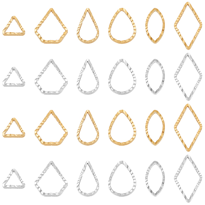 Ahademaker 120шт 12 стиль латунные соединительные кольца, долговечный, без кадмия и без свинца, конский глаз, ромб, капля, треугольник, ромб