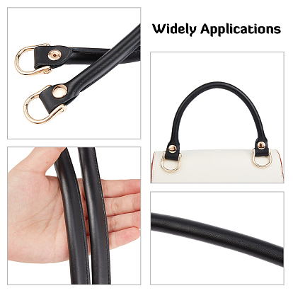 Cowhide Bag Handles, with Brass and Alloy Findings, for Bag Straps Replacement Accessories