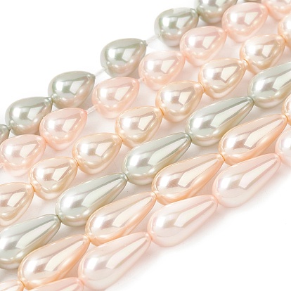 Нити бусин из гальванизированного непрозрачного стекла, имитирующие жемчуг, слеза