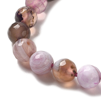 Natural Agate Beads Strands, Dyed & Heated, Faceted Round