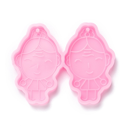 Moules de statue en silicone pendentif de qualité alimentaire, pour confection de boucles d'oreilles, outils de cuisson, pour la décoration de gâteau de bricolage, chocolat, moule à bonbons, fille
