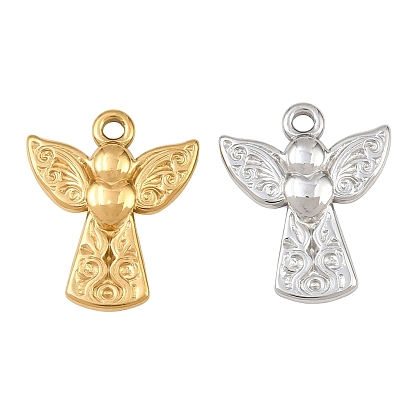 304 Stainless Steel Pendants, Angel with Heart Charms