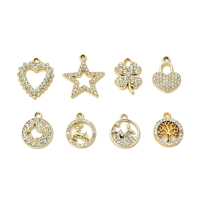 Подвески со стразами из сплава с УФ-покрытием, золотые