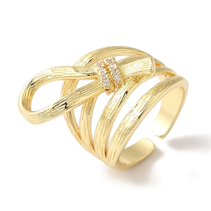 Широкие открытые манжеты с бантом из латуни с микро-паве и прозрачным цирконием для женщин