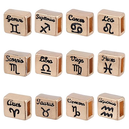 Alloy Enamel Beads, Rectangle with Twelve Constellations