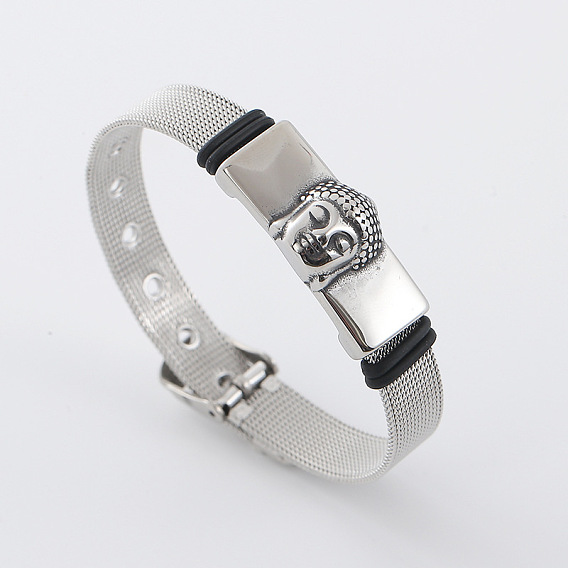 Мужские часы из нержавеющей стали группы браслеты, голова Будды
