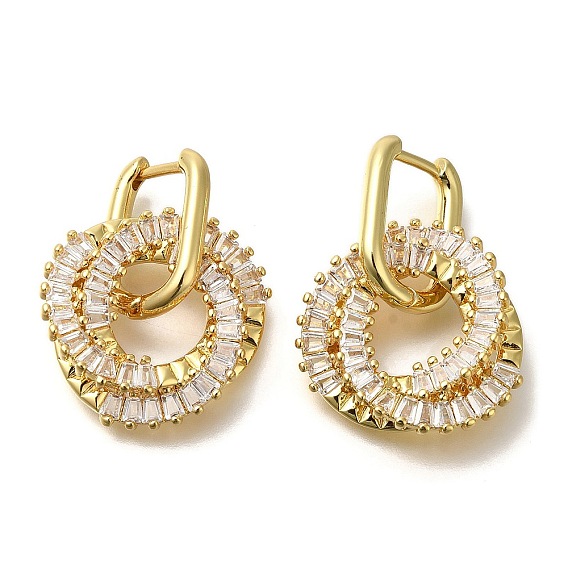 Серьги-кольца с подвеской в виде спирали, латунь, микропаве, прозрачный кубический цирконий, для женщин, долговечный, без кадмия и без свинца