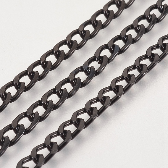 Aluminum Twisted Chains Curb Chains, Unwelded, 7x4x1.5mm