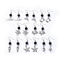 Alloy Dangle Earrings, with Glass Beads and Brass Earring Hooks, Mixed Shapes